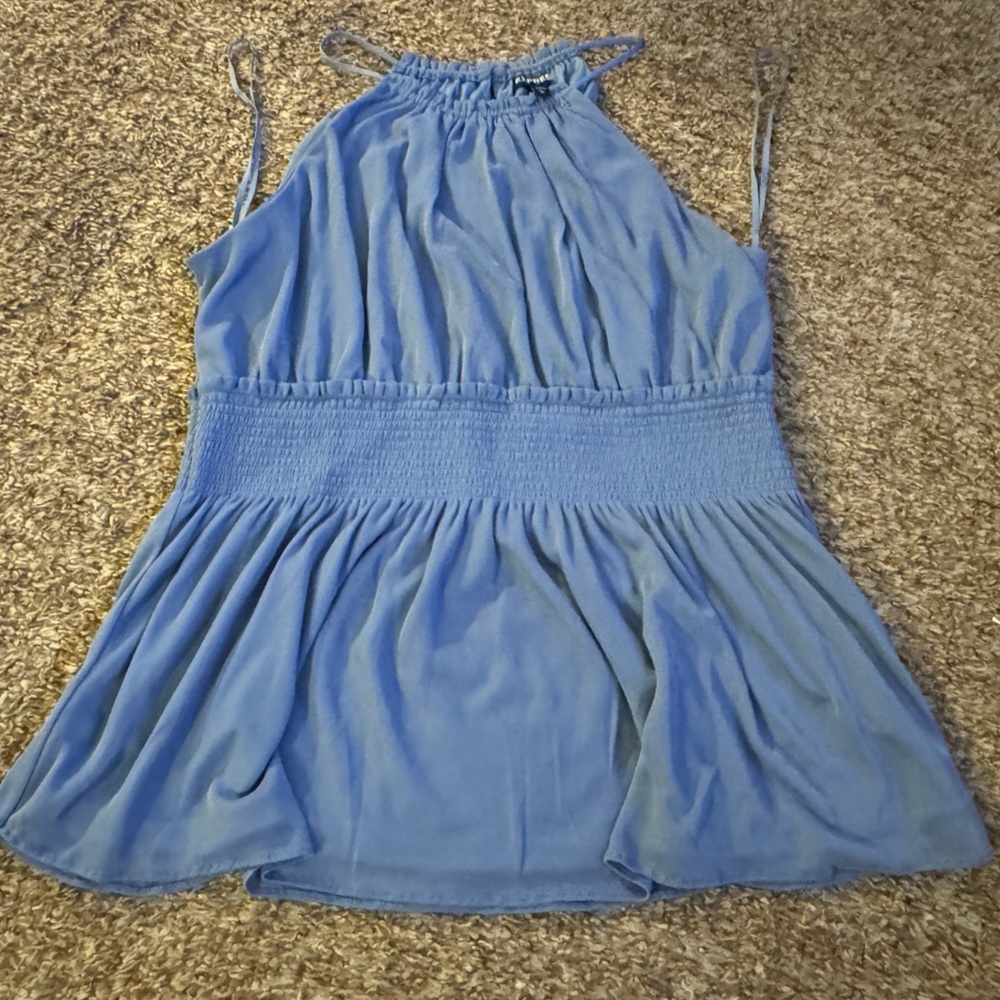 Express Blue Gray Smocked Halter Top